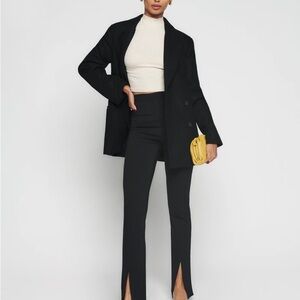 Reformation Black Fletcher Pants with Slit